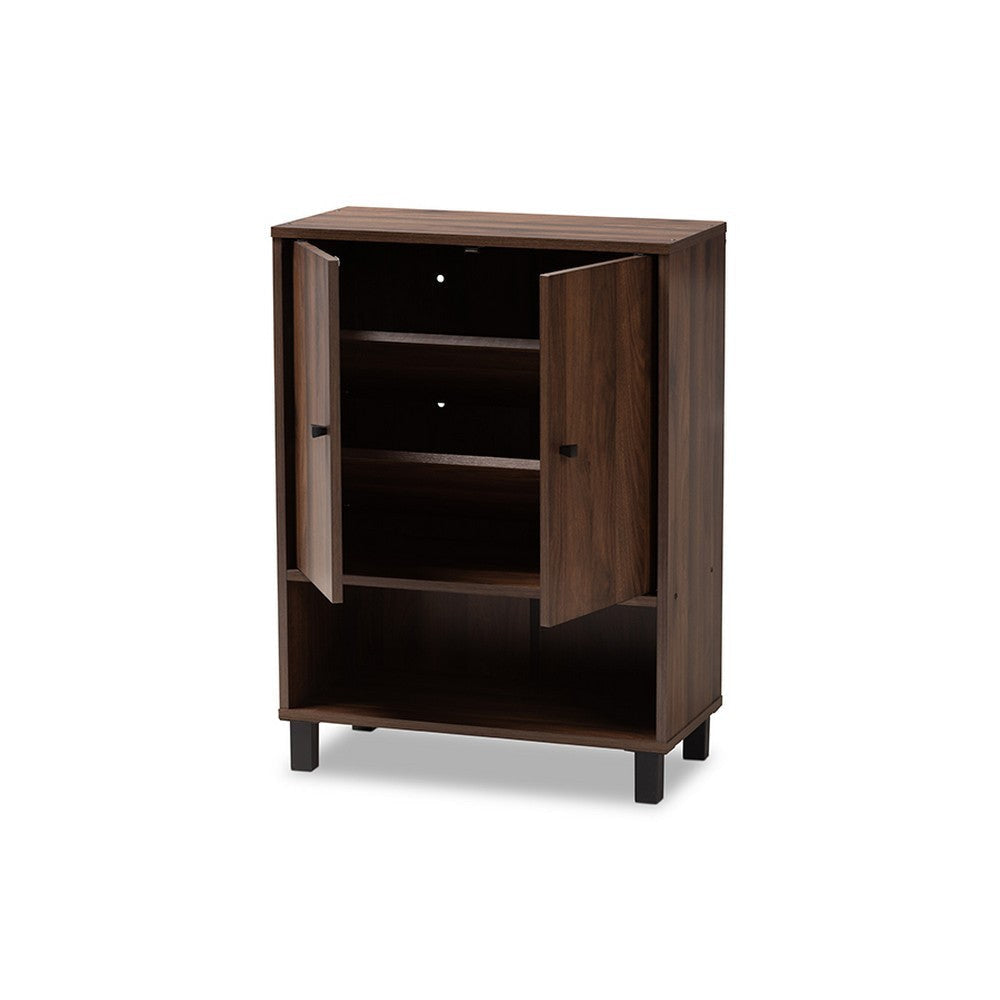 Baxton Studio Rossin Modern and Contemporary Walnut Brown Finished 2-Door Wood Entryway Shoe Storage Cabinet