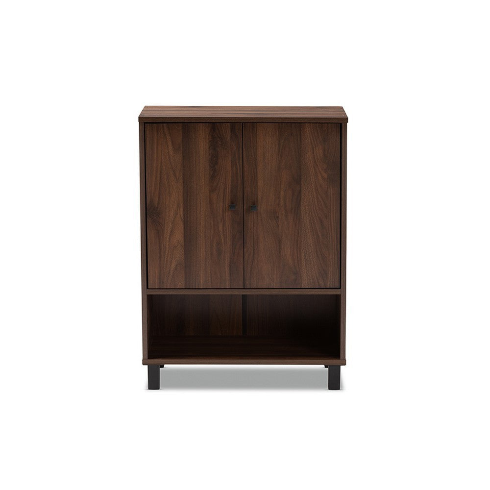 Baxton Studio Rossin Modern and Contemporary Walnut Brown Finished 2-Door Wood Entryway Shoe Storage Cabinet