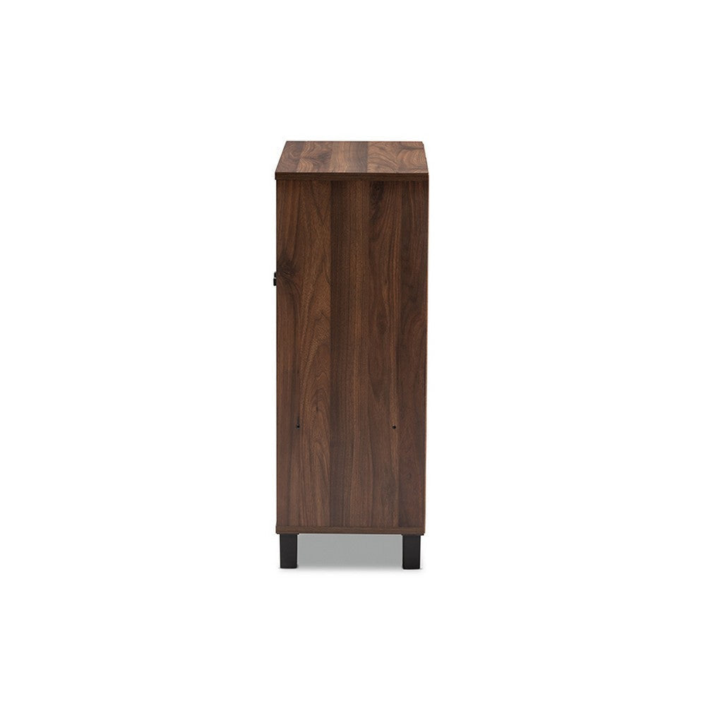 Baxton Studio Rossin Modern and Contemporary Walnut Brown Finished 2-Door Wood Entryway Shoe Storage Cabinet