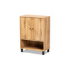 Baxton Studio Rossin Modern and Contemporary Oak Brown Finished Wood 2-Door Entryway Shoe Storage Cabinet with Bottom Shelf