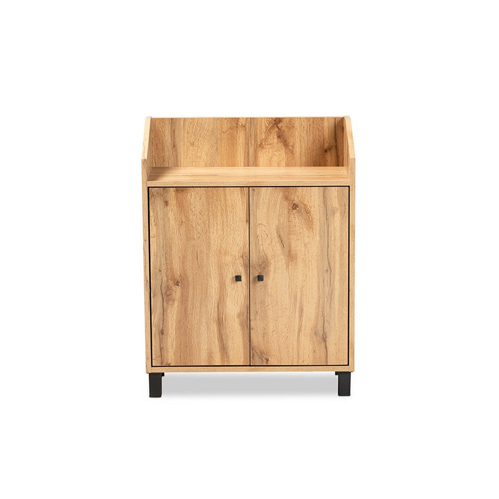Baxton Studio Rossin Modern and Contemporary Oak Brown Finished Wood 2-Door Entryway Shoe Storage Cabinet with Top Shelf WHI-ATSC1614-Wotan