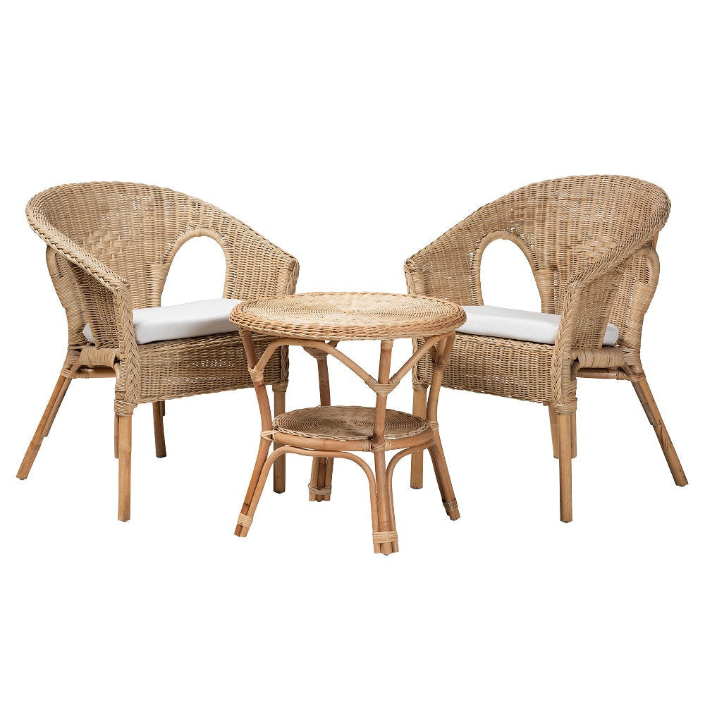 Baxton Studio Abbey Modern Bohemian Natural Brown Antique Rattan 3-Piece Living Room Set WHI-Abbey-Rattan-3PC-Set