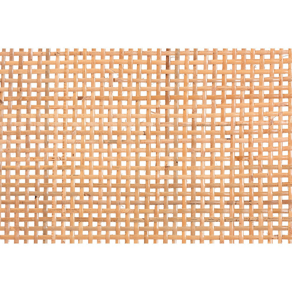 bali & pari Abelia Modern Bohemian Natural Rattan and Mahogany Wood Long Accent Bench