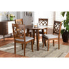 Baxton Studio Adara Modern and Contemporary Grey Fabric Upholstered and Walnut Brown Finished Wood 5-Piece Dining Set