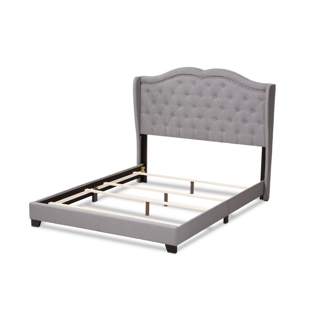Baxton Studio Aden Modern and Contemporary Grey Fabric Upholstered King Size Bed WHI-Aden-Grey-King
