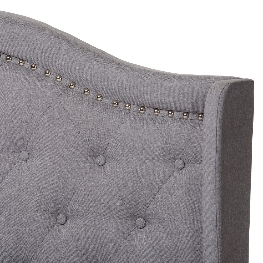 Baxton Studio Aden Modern and Contemporary Grey Fabric Upholstered King Size Bed WHI-Aden-Grey-King