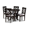 Baxton Studio Adina Modern and Contemporary Grey Fabric Upholstered and Dark Brown Finished Wood 5-Piece Dining Set