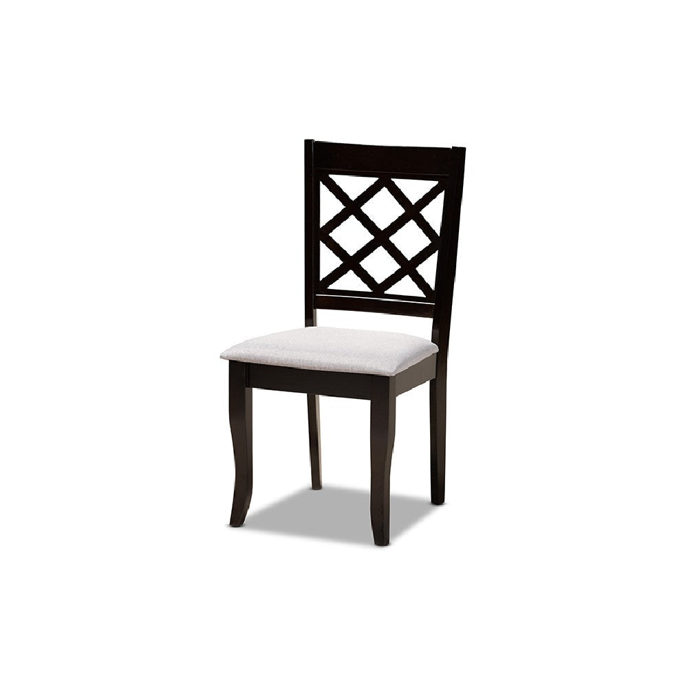 Baxton Studio Adina Modern and Contemporary Grey Fabric Upholstered and Dark Brown Finished Wood 5-Piece Dining Set
