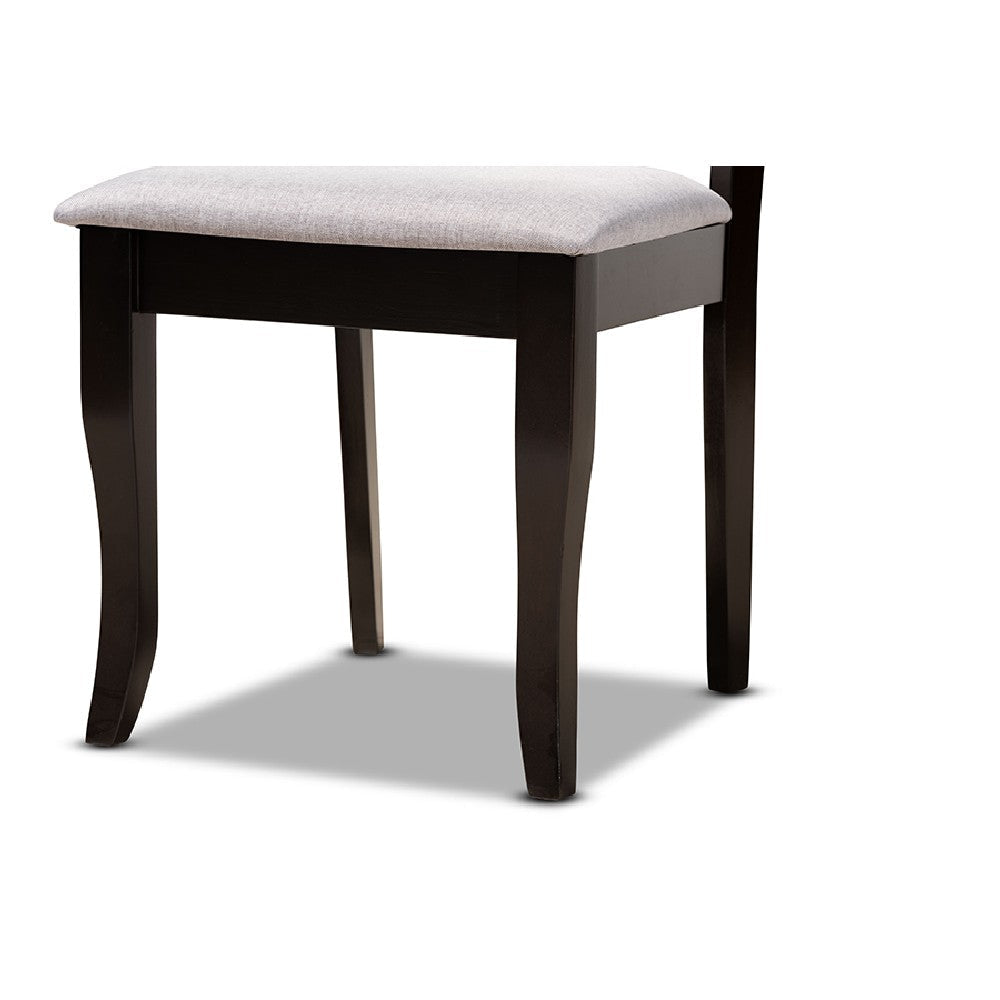 Baxton Studio Adina Modern and Contemporary Grey Fabric Upholstered and Dark Brown Finished Wood 5-Piece Dining Set