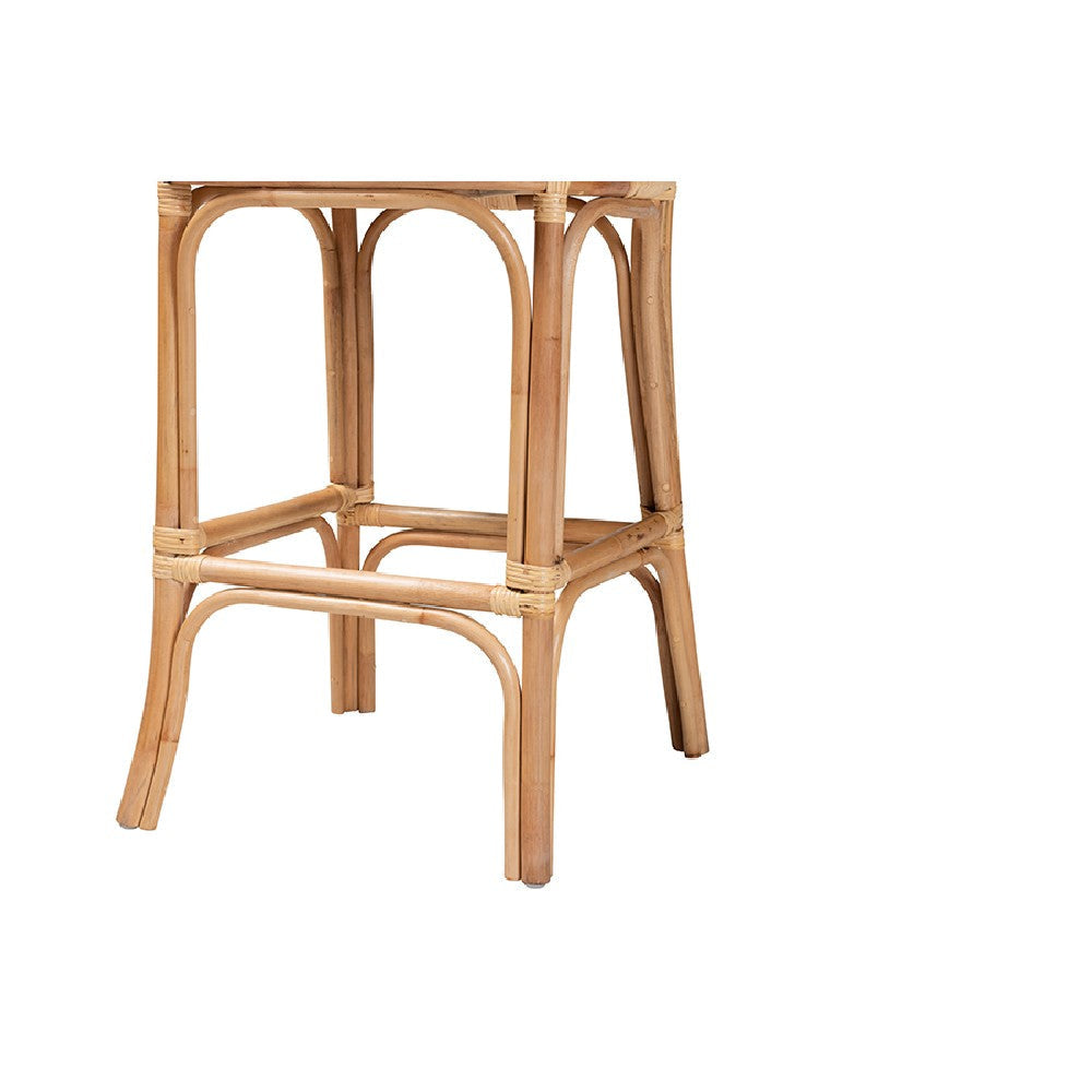 bali & pari Adrena Modern Bohemian Natural Brown Rattan Bar Stool WHI-Adrena-Rattan-BS