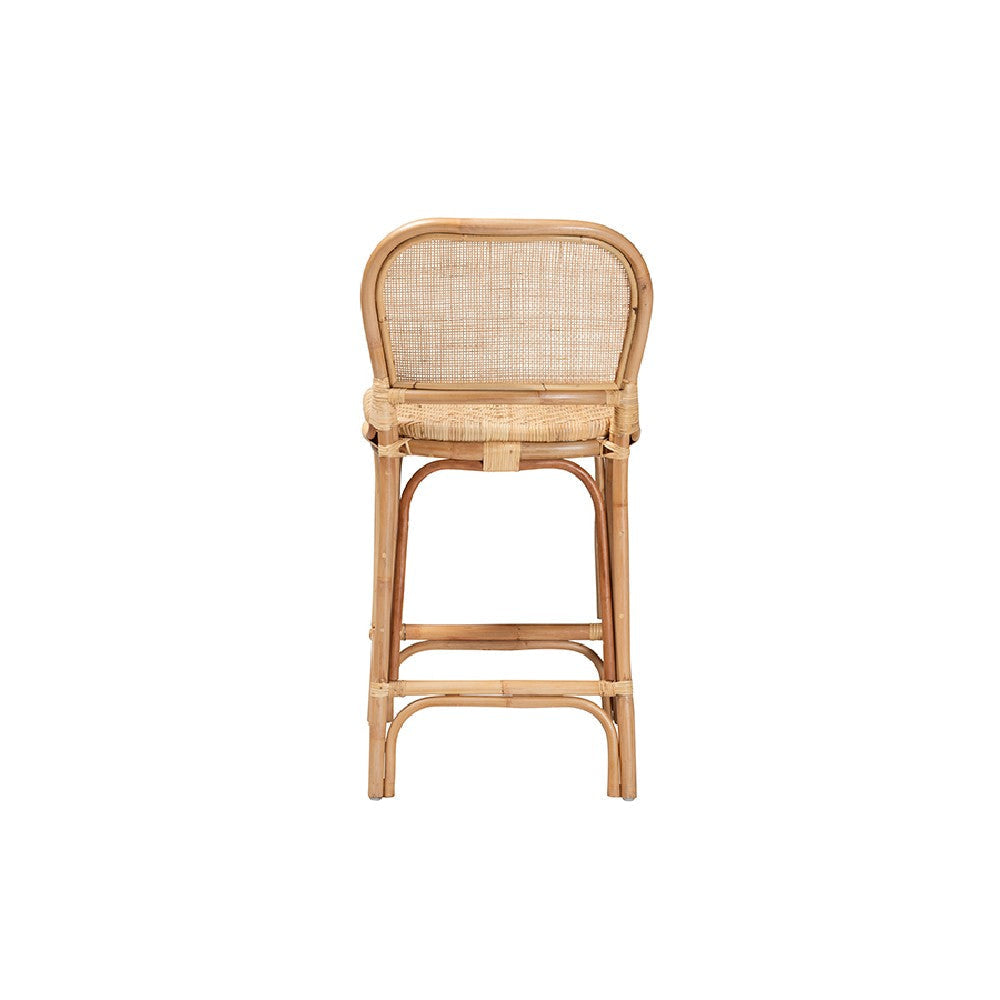 bali & pari Adrena Modern Bohemian Natural Brown Rattan Counter Stool WHI-Adrena-Rattan-CS