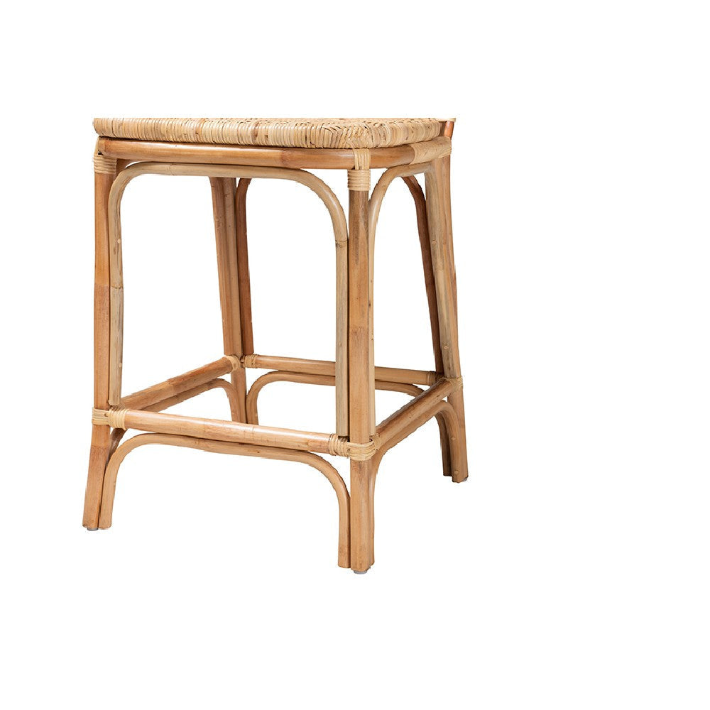 bali & pari Adrena Modern Bohemian Natural Brown Rattan Counter Stool WHI-Adrena-Rattan-CS