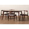 Baxton Studio Amato Mid-Century Modern Light Gray Fabric Upholstered Walnut Finished Wood 5-Piece Dining Set