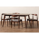 Baxton Studio Amato Mid-Century Modern Light Gray Fabric Upholstered Walnut Finished Wood 5-Piece Dining Set
