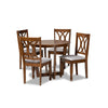 Baxton Studio Aggie Modern and Contemporary Grey Fabric Upholstered and Walnut Brown Finished Wood 5-Piece Dining Set