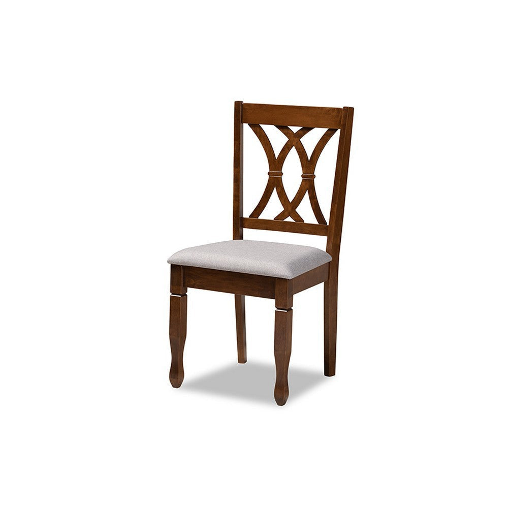 Baxton Studio Aggie Modern and Contemporary Grey Fabric Upholstered and Walnut Brown Finished Wood 5-Piece Dining Set