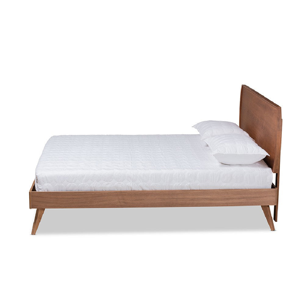 Baxton Studio Aimi Mid-Century Modern Walnut Brown Finished Wood King Size Platform Bed