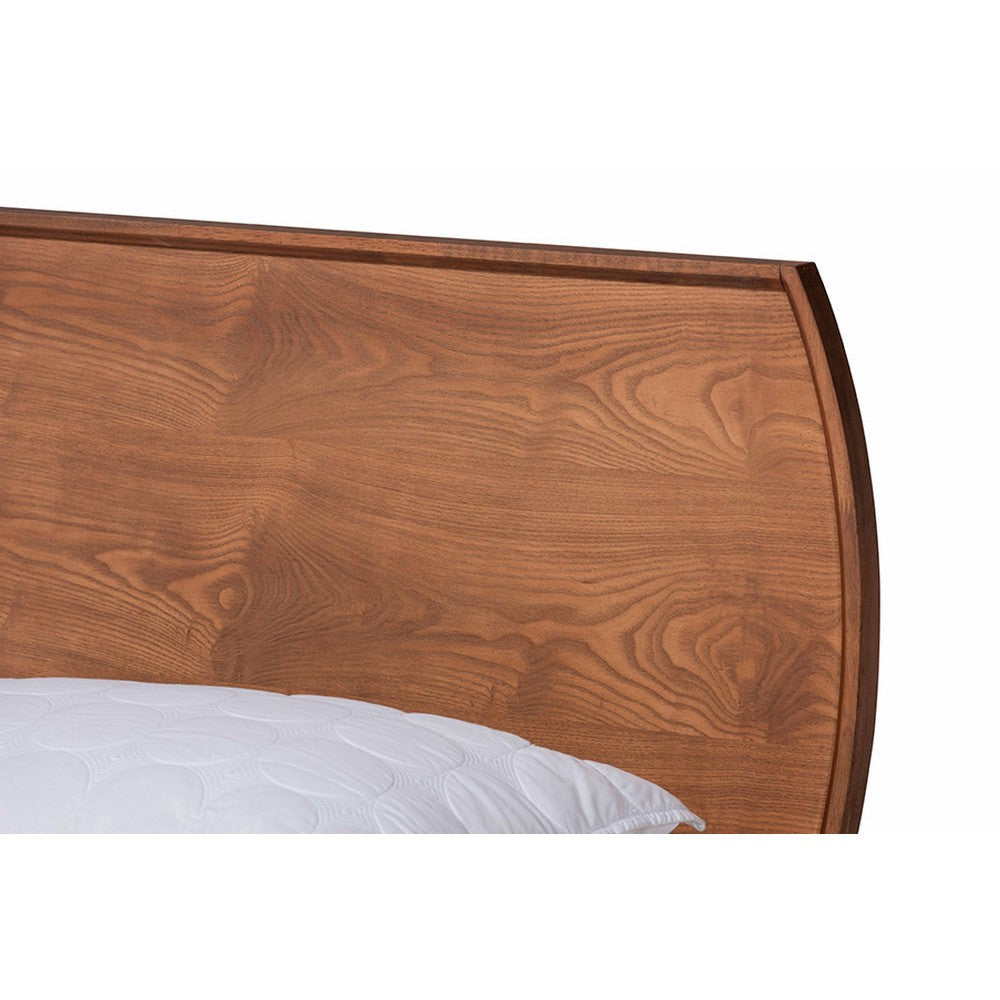 Baxton Studio Aimi Mid-Century Modern Walnut Brown Finished Wood Queen Size Platform Bed