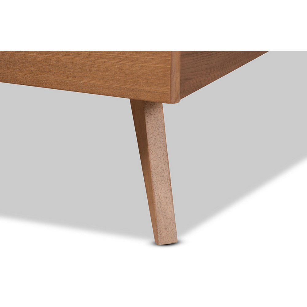 Baxton Studio Aimi Mid-Century Modern Walnut Brown Finished Wood Queen Size Platform Bed