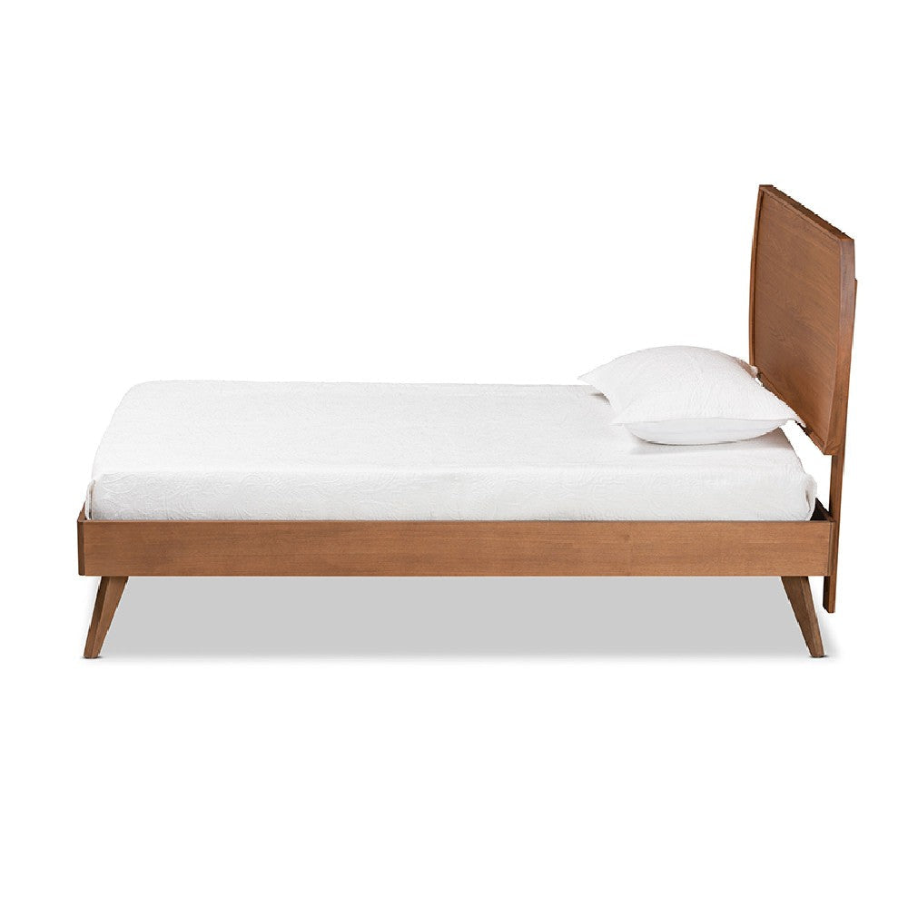 Baxton Studio Aimi Mid-Century Modern Walnut Brown Finished Wood Twin Size Platform Bed