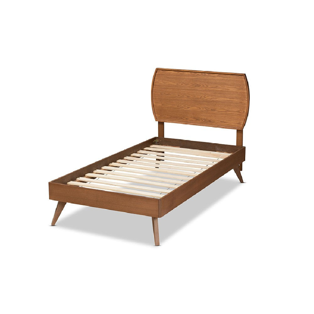 Baxton Studio Aimi Mid-Century Modern Walnut Brown Finished Wood Twin Size Platform Bed