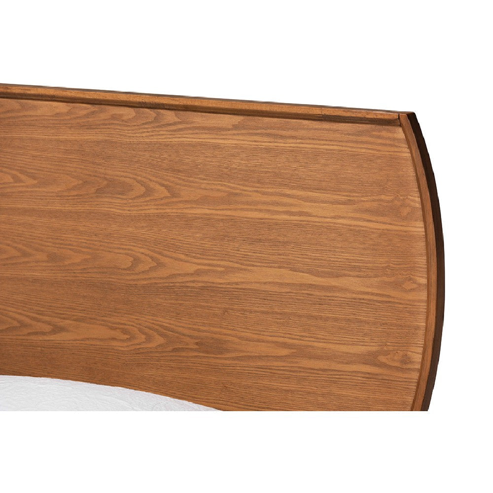 Baxton Studio Aimi Mid-Century Modern Walnut Brown Finished Wood Twin Size Platform Bed