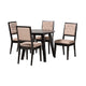 Baxton Studio Alani Modern Beige Fabric and Dark Brown Finished Wood 5-Piece Dining Set WHI-Alani-Sand-Dark-Brown-5PC-Dining-Set