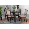 Baxton Studio Alani Modern Beige Fabric and Dark Brown Finished Wood 5-Piece Dining Set WHI-Alani-Sand-Dark-Brown-5PC-Dining-Set