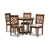 Baxton Studio Alena Modern and Contemporary Grey Fabric Upholstered and Walnut Brown Finished Wood 5-Piece Dining Set