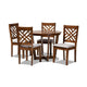 Baxton Studio Alena Modern and Contemporary Grey Fabric Upholstered and Walnut Brown Finished Wood 5-Piece Dining Set