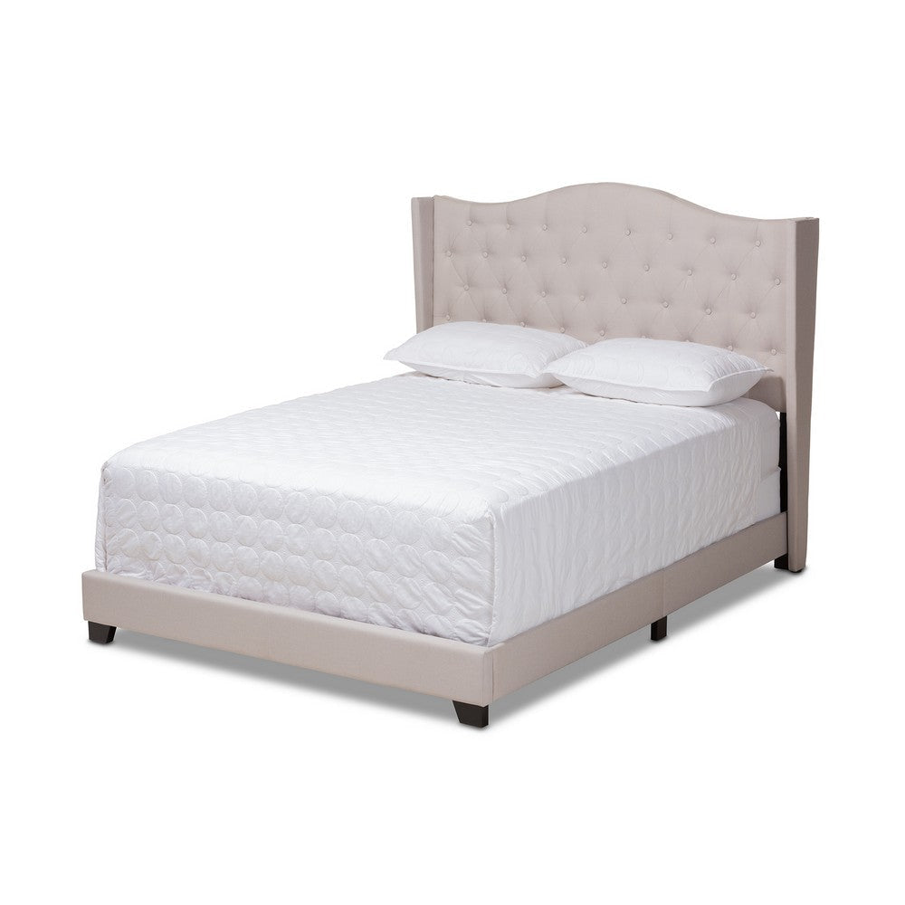 Baxton Studio Alesha Modern and Contemporary Beige Fabric Upholstered King Size Bed WHI-Alesha-Beige-King