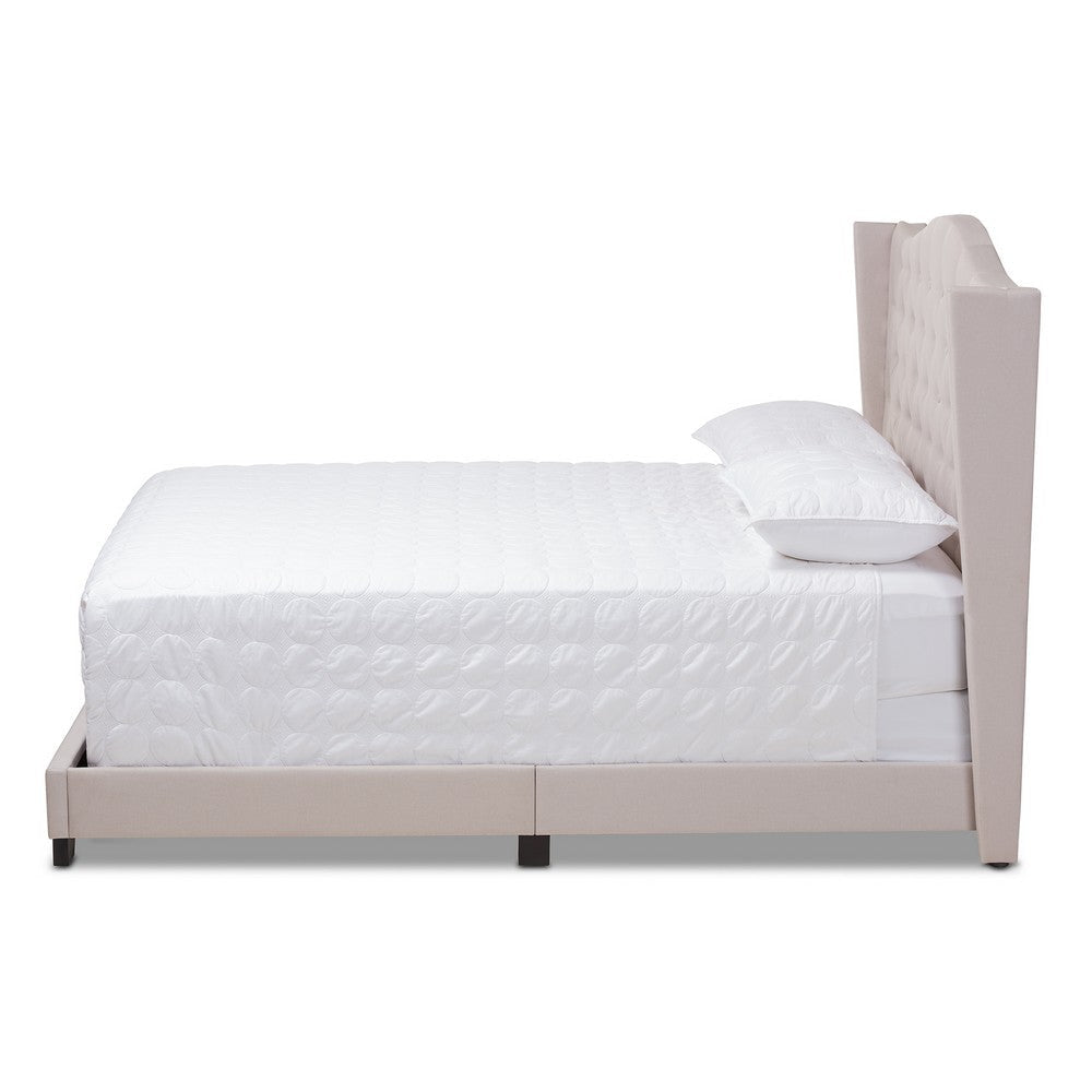 Baxton Studio Alesha Modern and Contemporary Beige Fabric Upholstered King Size Bed WHI-Alesha-Beige-King