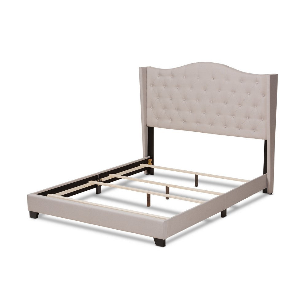 Baxton Studio Alesha Modern and Contemporary Beige Fabric Upholstered King Size Bed WHI-Alesha-Beige-King
