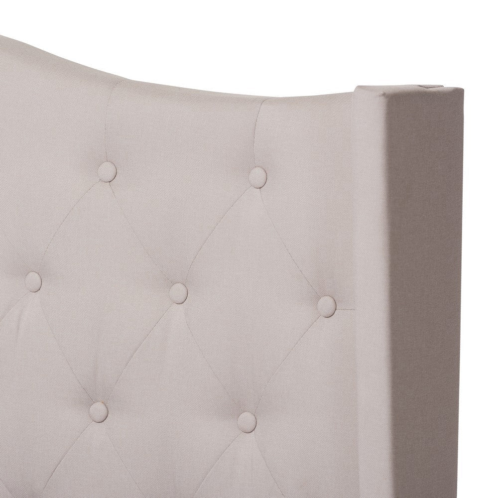 Baxton Studio Alesha Modern and Contemporary Beige Fabric Upholstered King Size Bed WHI-Alesha-Beige-King