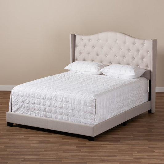 Baxton Studio Alesha Modern and Contemporary Beige Fabric Upholstered King Size Bed