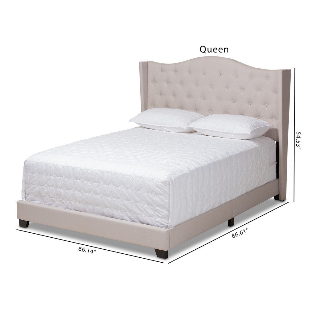 Baxton Studio Alesha Modern and Contemporary Beige Fabric Upholstered King Size Bed WHI-Alesha-Beige-King