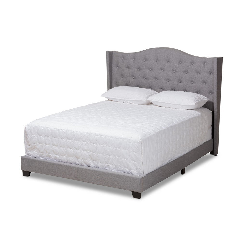 Baxton Studio Alesha Modern and Contemporary Grey Fabric Upholstered King Size Bed WHI-Alesha-Grey-King
