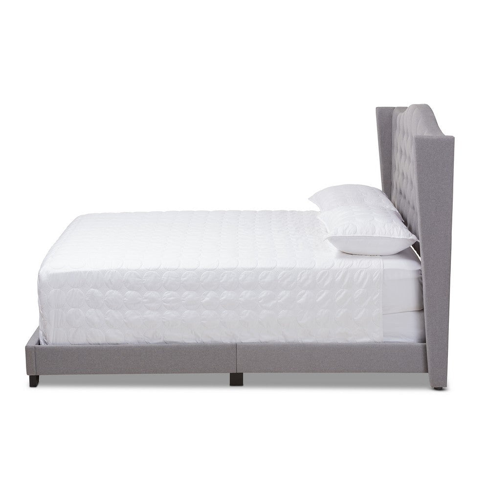 Baxton Studio Alesha Modern and Contemporary Grey Fabric Upholstered King Size Bed WHI-Alesha-Grey-King