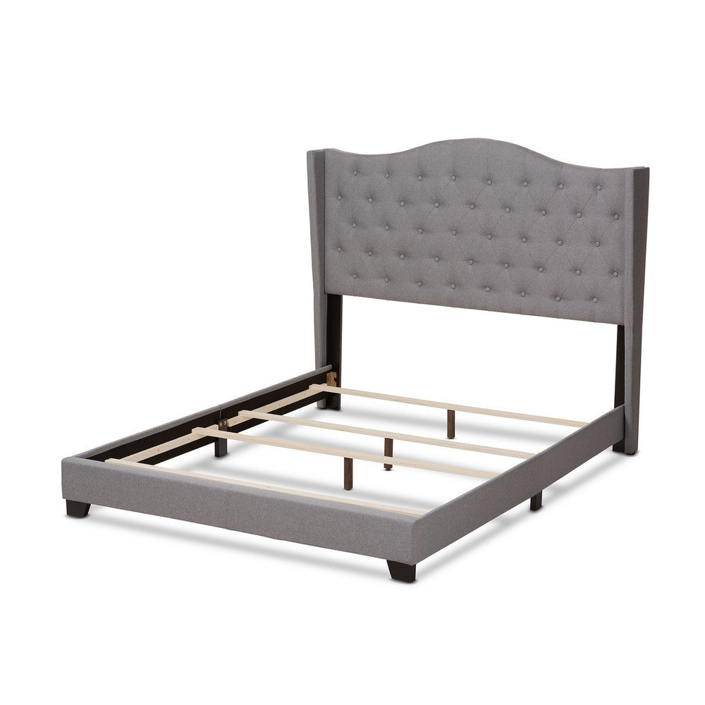 Baxton Studio Alesha Modern and Contemporary Grey Fabric Upholstered King Size Bed WHI-Alesha-Grey-King