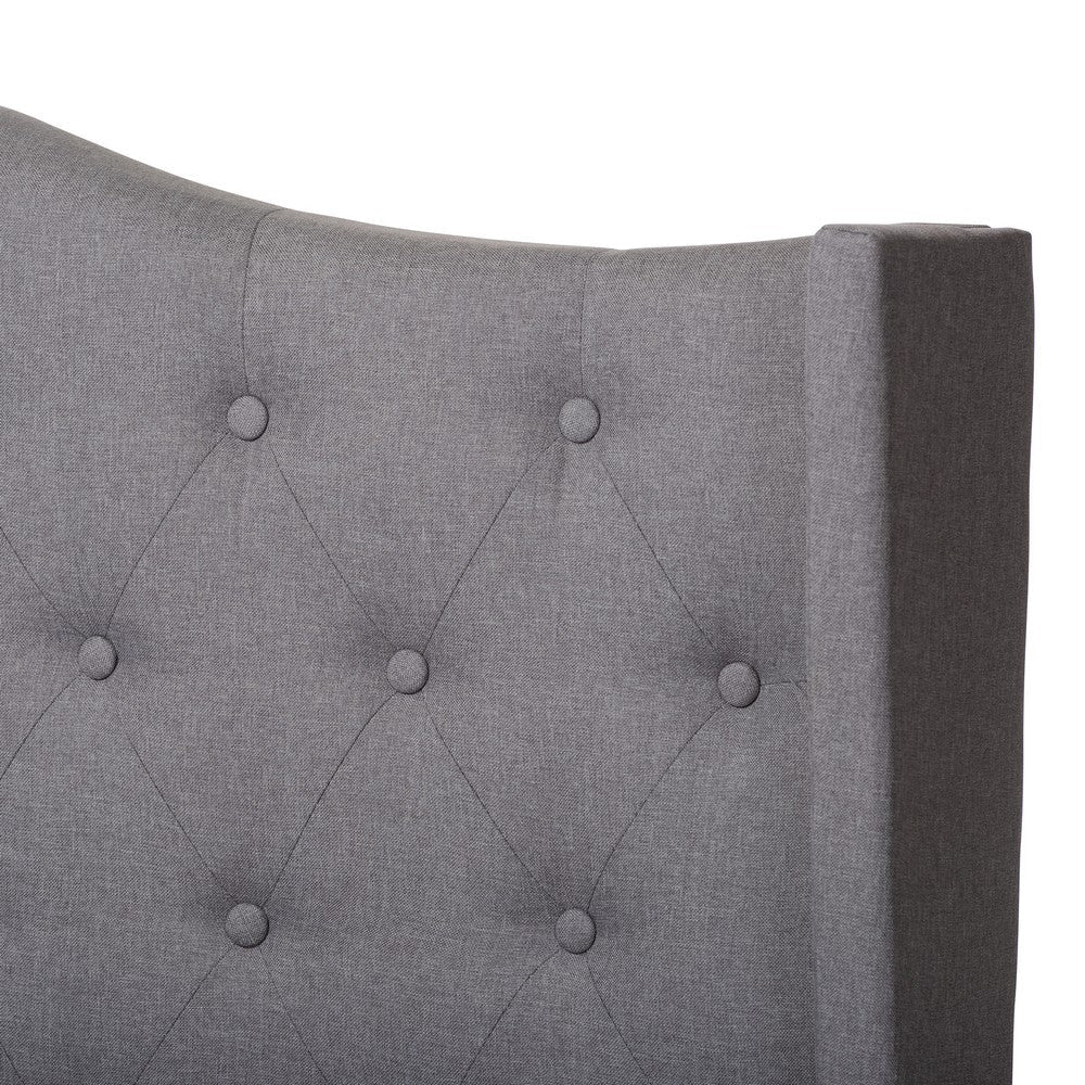 Baxton Studio Alesha Modern and Contemporary Grey Fabric Upholstered King Size Bed WHI-Alesha-Grey-King