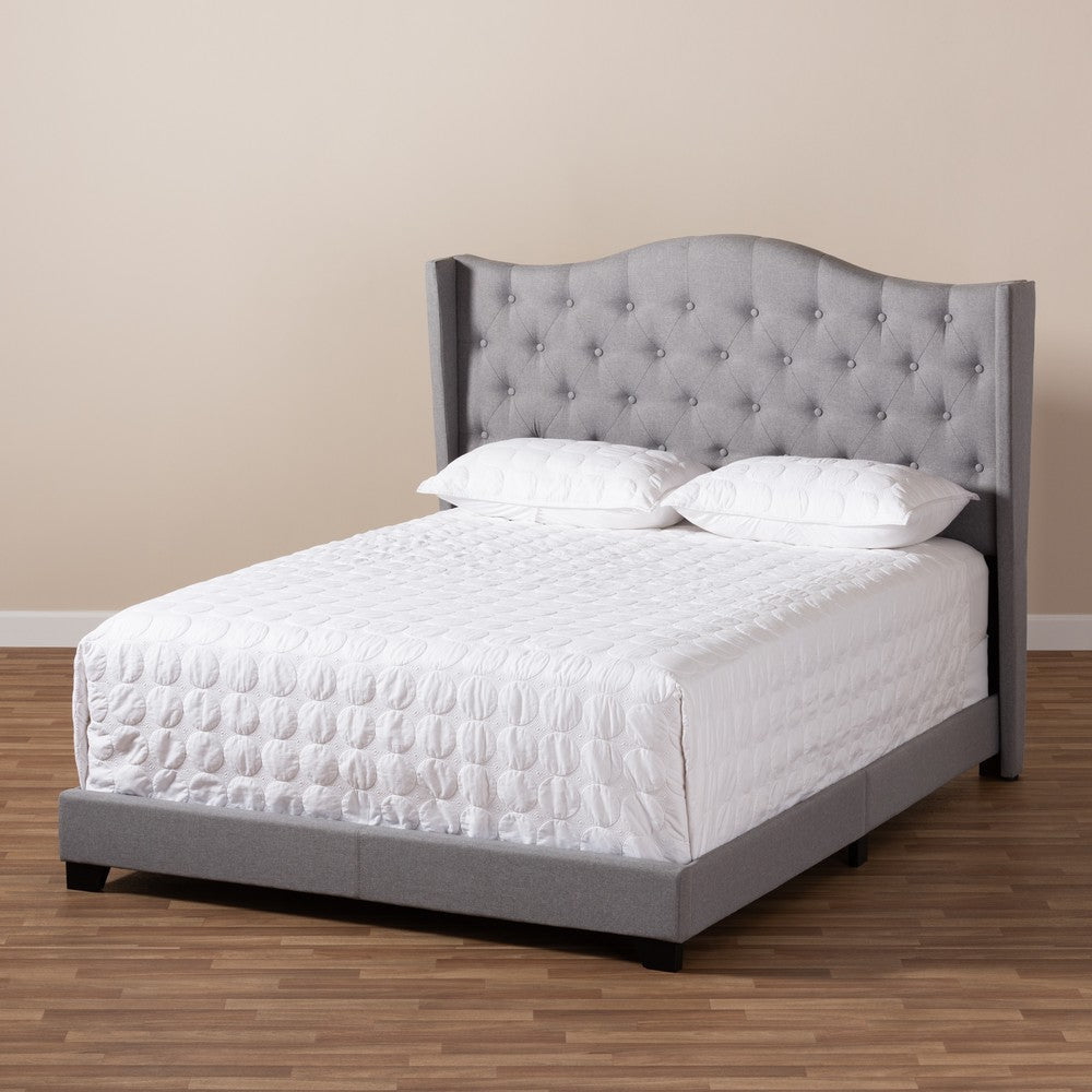 Baxton Studio Alesha Modern and Contemporary Grey Fabric Upholstered King Size Bed