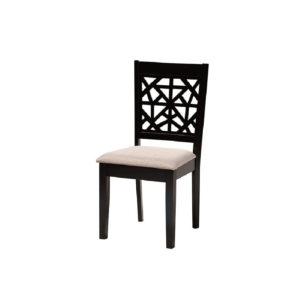 Baxton Studio Aiden Modern Beige Fabric and Dark Brown Finished Wood 5-Piece Dining Set