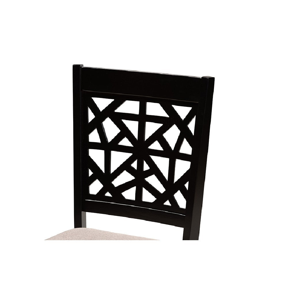 Baxton Studio Aiden Modern Beige Fabric and Dark Brown Finished Wood 5-Piece Dining Set