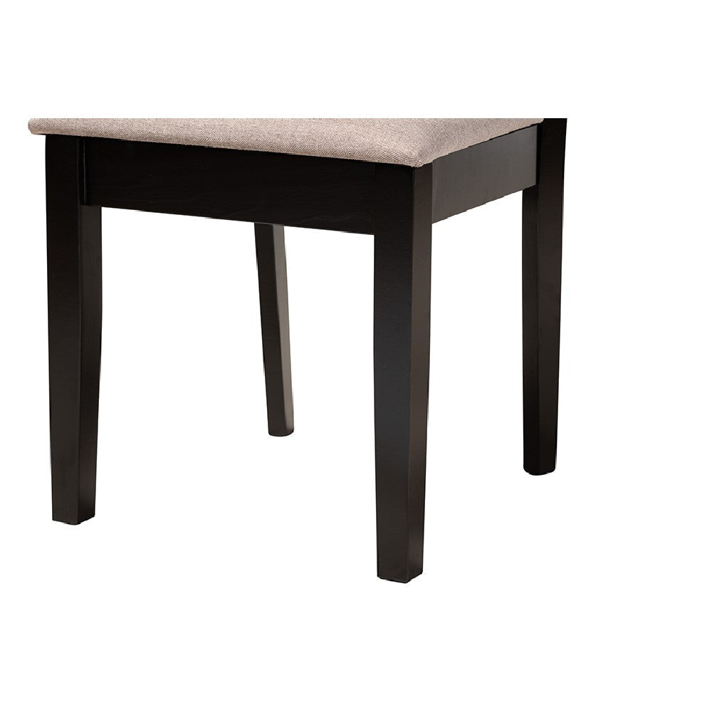 Baxton Studio Aiden Modern Beige Fabric and Dark Brown Finished Wood 5-Piece Dining Set