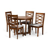 Baxton Studio Alicia Modern and Contemporary Grey Fabric Upholstered and Walnut Brown Finished Wood 5-Piece Dining Set