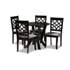 Baxton Studio Alisa Modern and Contemporary Grey Fabric Upholstered and Dark Brown Finished Wood 5-Piece Dining Set