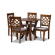 Baxton Studio Alisa Modern and Contemporary Grey Fabric Upholstered and Walnut Brown Finished Wood 5-Piece Dining Set