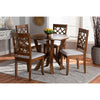 Baxton Studio Alisa Modern and Contemporary Grey Fabric Upholstered and Walnut Brown Finished Wood 5-Piece Dining Set