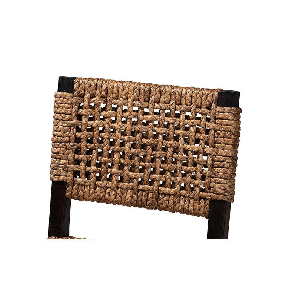 bali & pari Alise Modern Bohemian Dark Brown Mahogany Wood and Seagrass Counter Stool WHI-Alise-Mahogany-CS