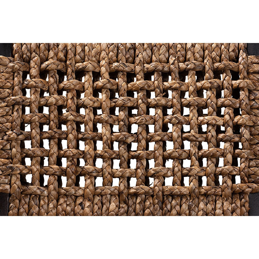 bali & pari Alise Modern Bohemian Dark Brown Mahogany Wood and Seagrass Counter Stool